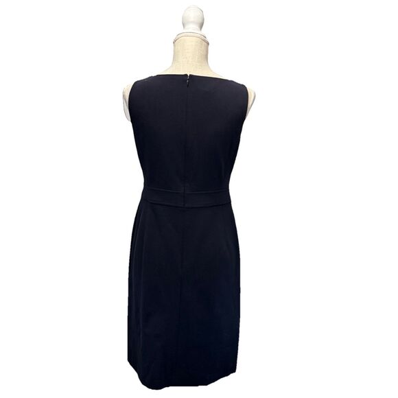 Talbots LUXE Italian Knit Sheath Navy Dress Size 4 Sleeveless Button Detail - Picture 3 of 12